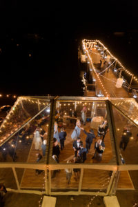 arieral photo of dance floor and West Shore Cafe's pier