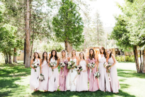 Bride with bridesmaids at West Shore Cafe