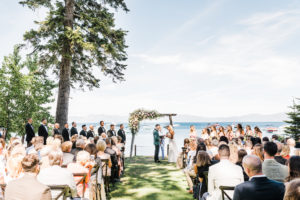 Bride and Groom saying vows to each other at the west shore cafe
