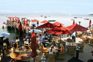 The West Shore Cafe Deck and Pier during lunch over looking Lake Tahoe