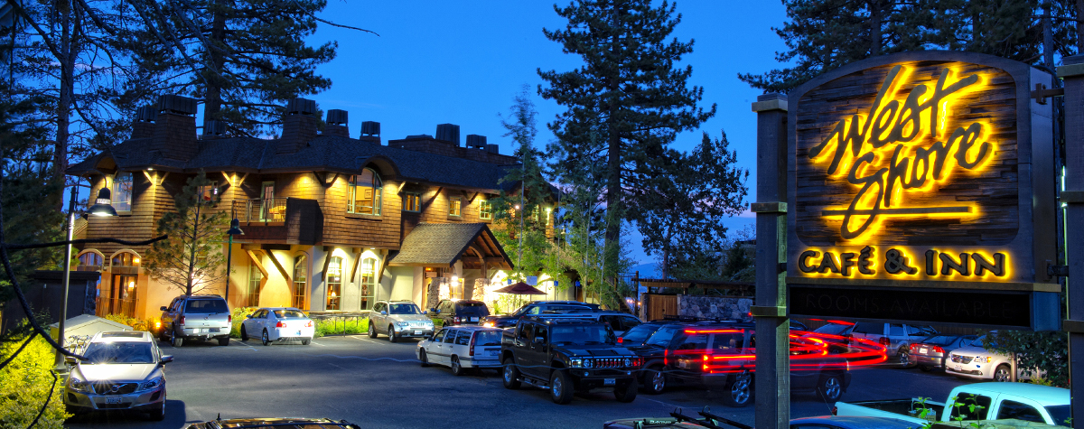 West Shore Cafe Sign at dusk